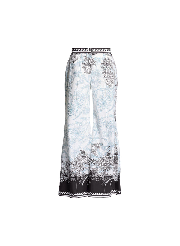 Elie Saab Printed Cotton Pants Black-White-Blue