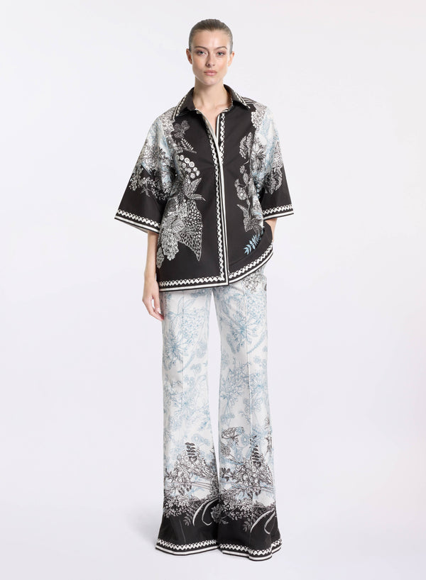 elie saab Printed cotton shirt Black-White-Blue