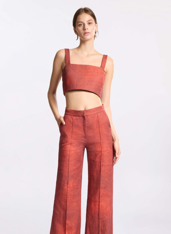 elie saab Printed linen crop top Fireball Lily