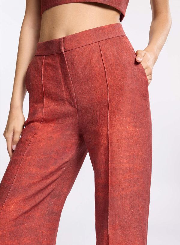 Elie Saab Printed Linen Pants Fireball Lily