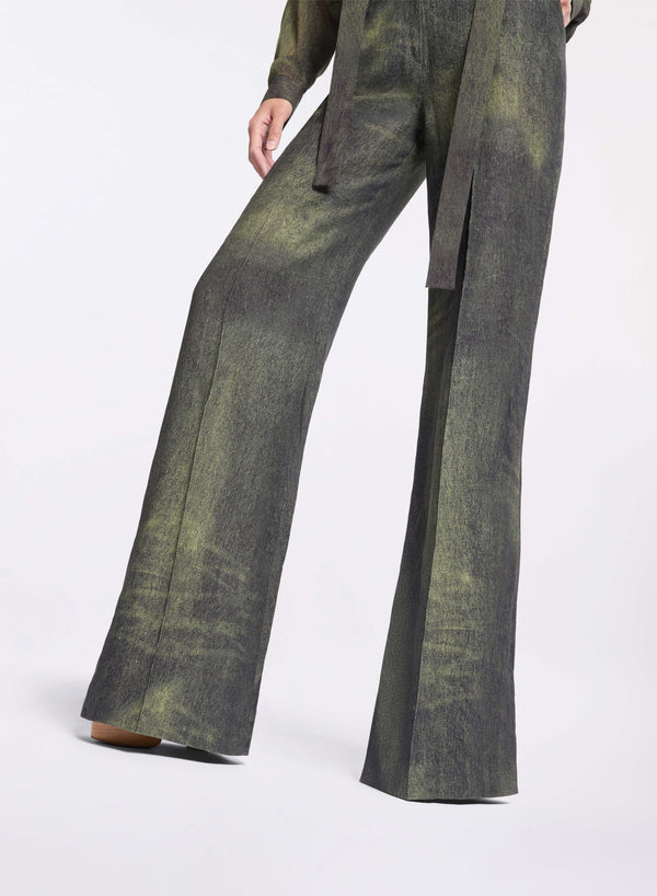 Elie Saab Printed Linen Pants Palm Shade
