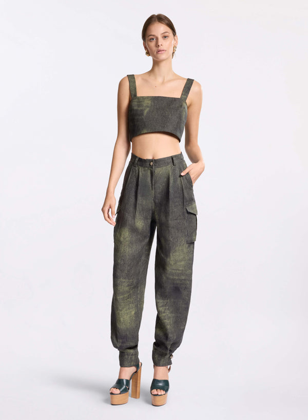 elie saab Printed linen pants Palm Shade