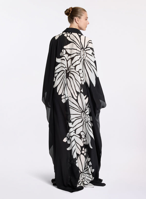 Elie Saab Printed Silk Kaftan Center Flower Print