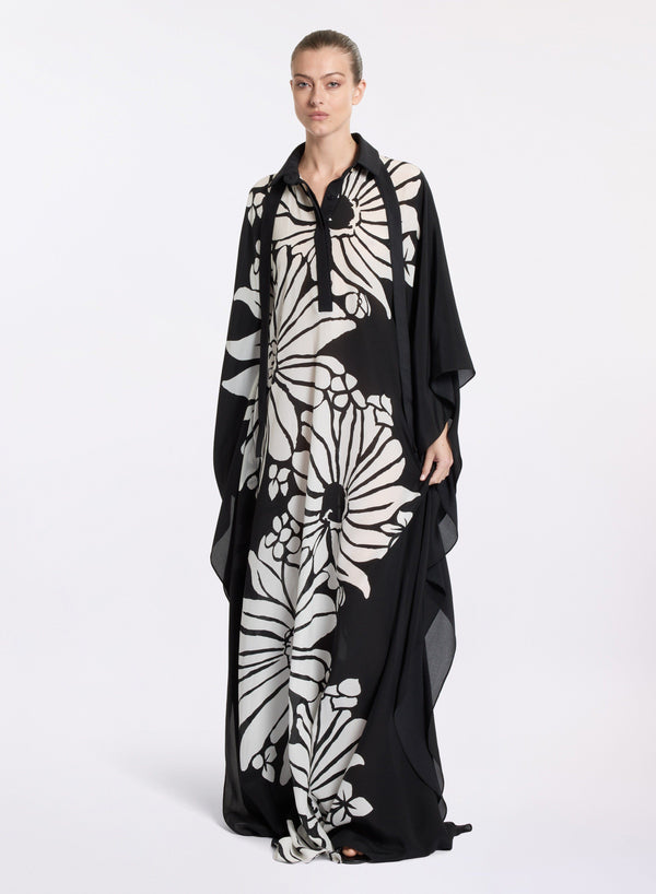 elie saab Printed silk kaftan Center Flower Print