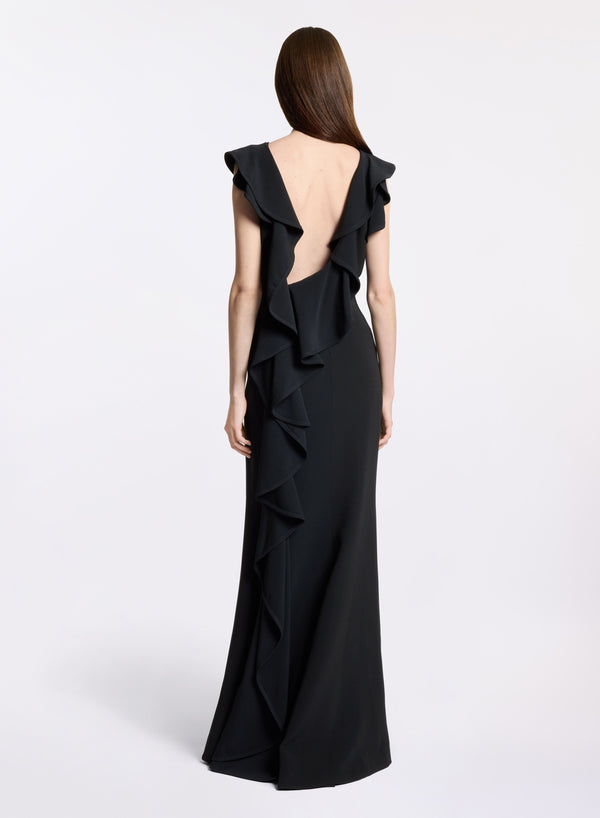 Elie Saab Ruffled Cady Dress Black