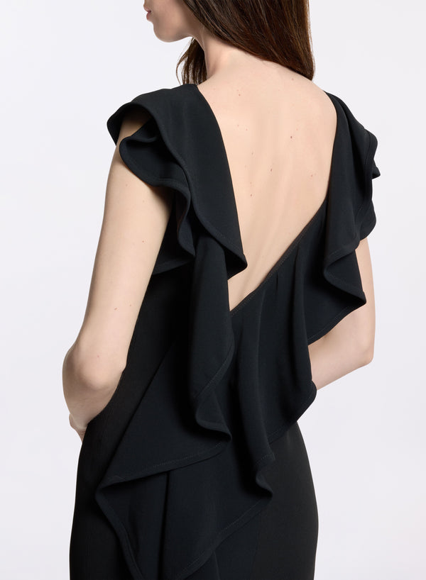 Elie Saab Ruffled Cady Dress Black