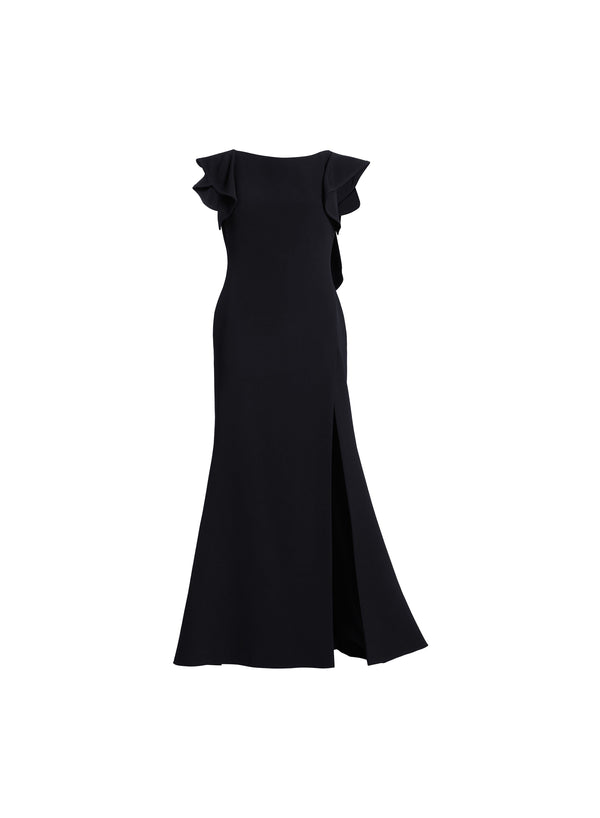 Elie Saab Ruffled Cady Dress Black