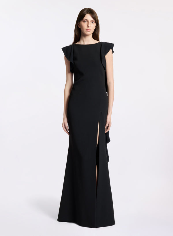 elie saab Ruffled cady dress Black