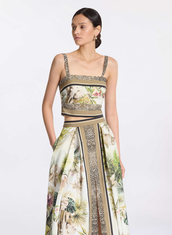 elie saab Savannah print cotton crop top Foulard