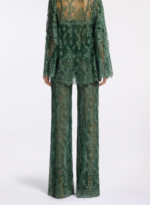 Elie Saab Scalloped Lace Pants Palm Shade