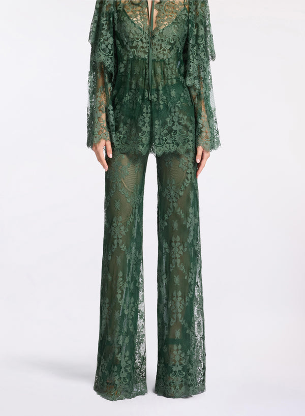 elie saab Scalloped lace pants Palm Shade