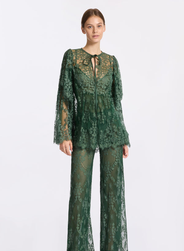 Elie Saab Scalloped Lace Shirt Palm Shade