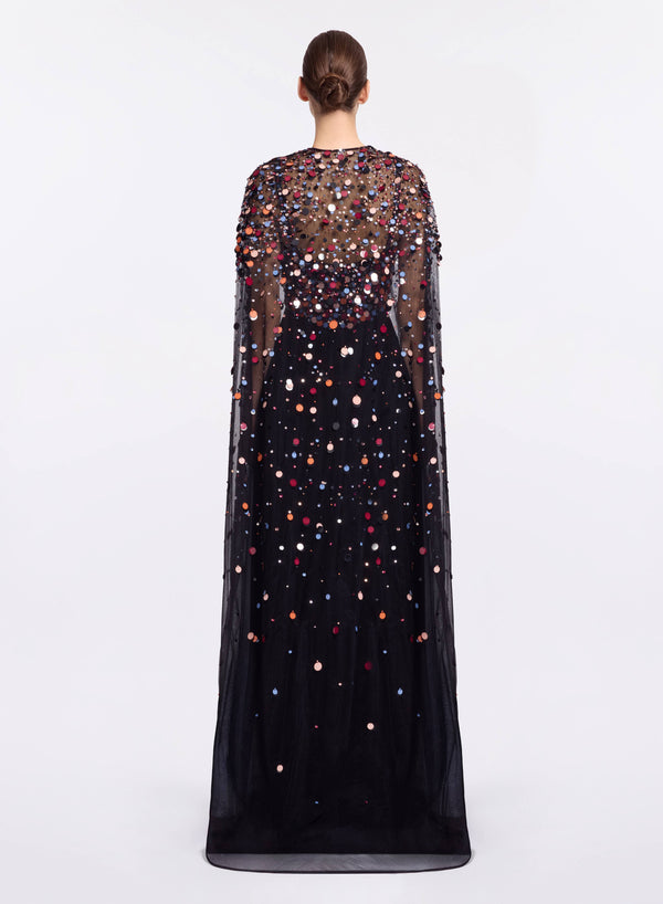 Elie Saab Sequin Embroidered Cape Black
