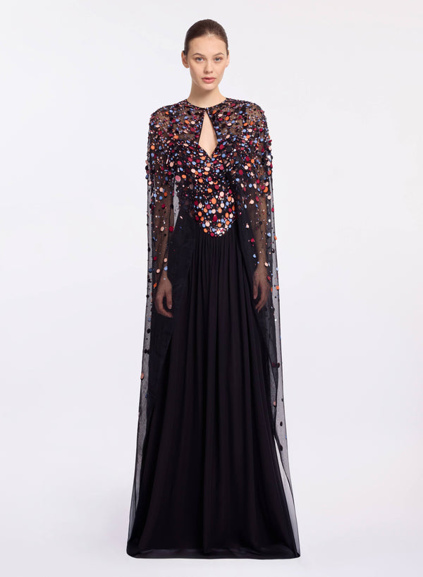 elie saab Sequin embroidered cape Black