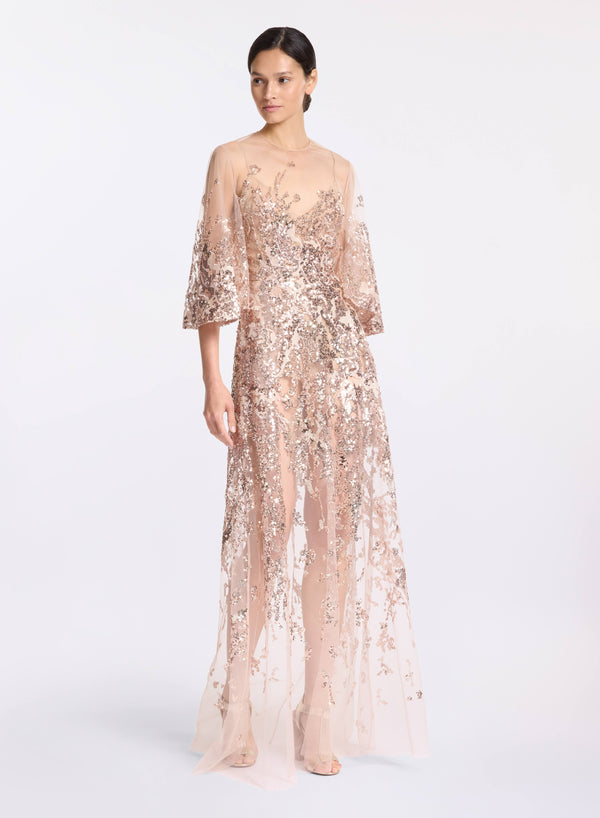 elie saab Sequin long dress Desert Sand
