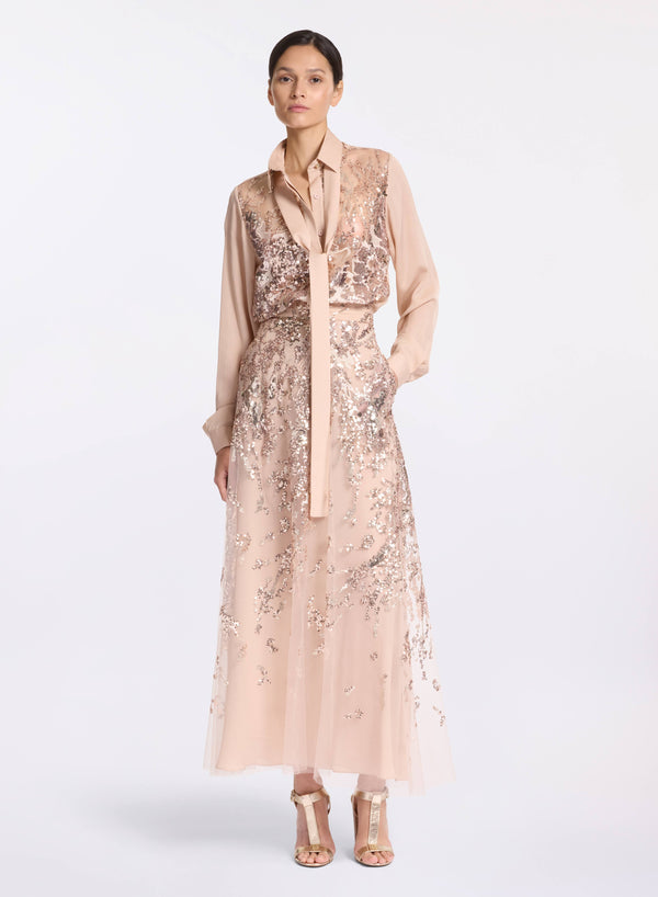 elie saab Sequin midi skirt Desert Sand