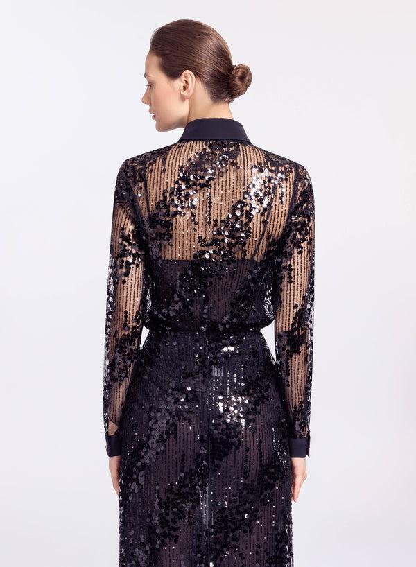 Elie Saab Sequins Shirt Black