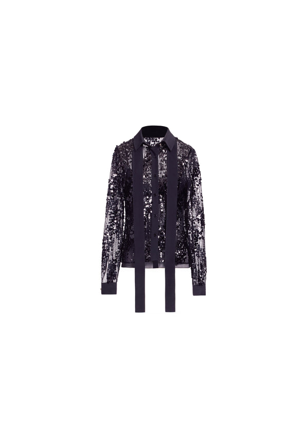 Elie Saab Sequins Shirt Black