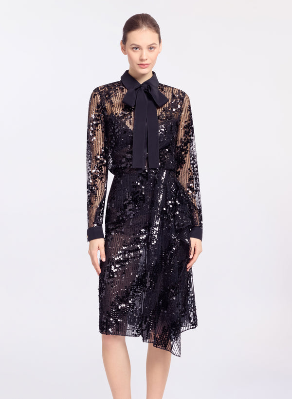 elie saab Sequins shirt Black