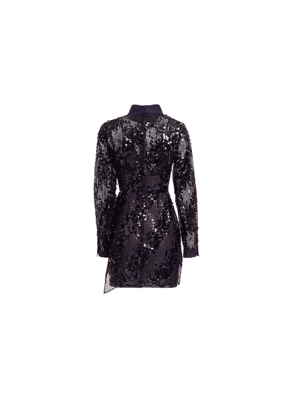 Elie Saab Sequins Short Dress Black