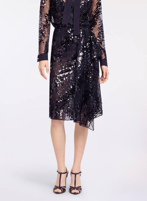 Elie Saab Sequins Short Skirt Black