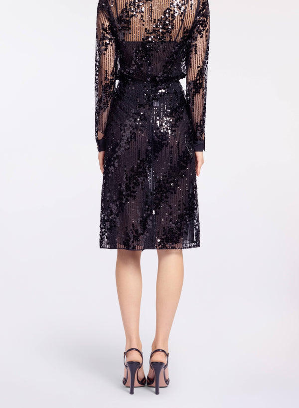 Elie Saab Sequins Short Skirt Black
