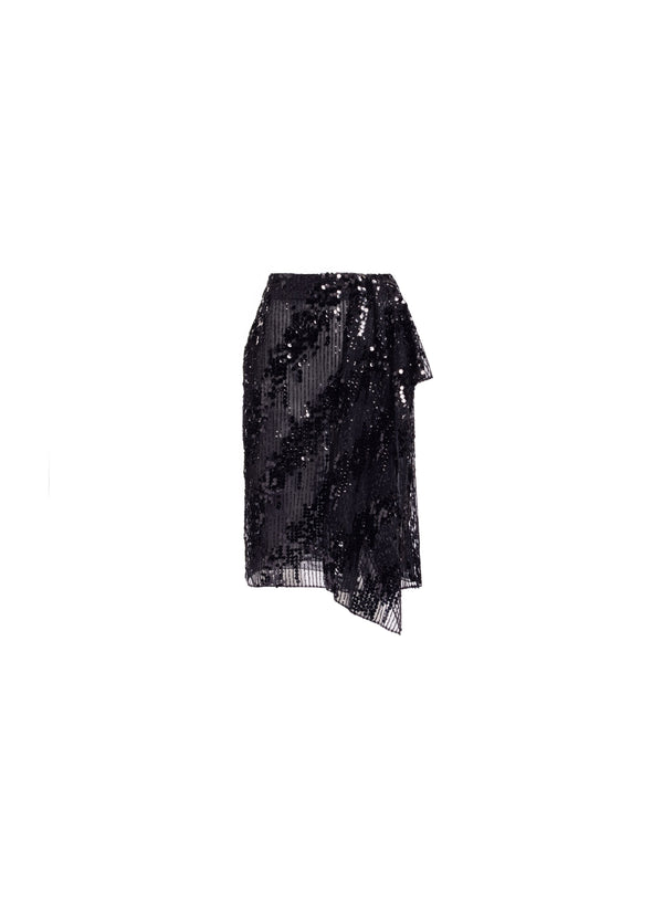Elie Saab Sequins Short Skirt Black