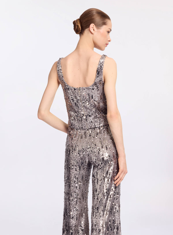Elie Saab Sequins Top Silver