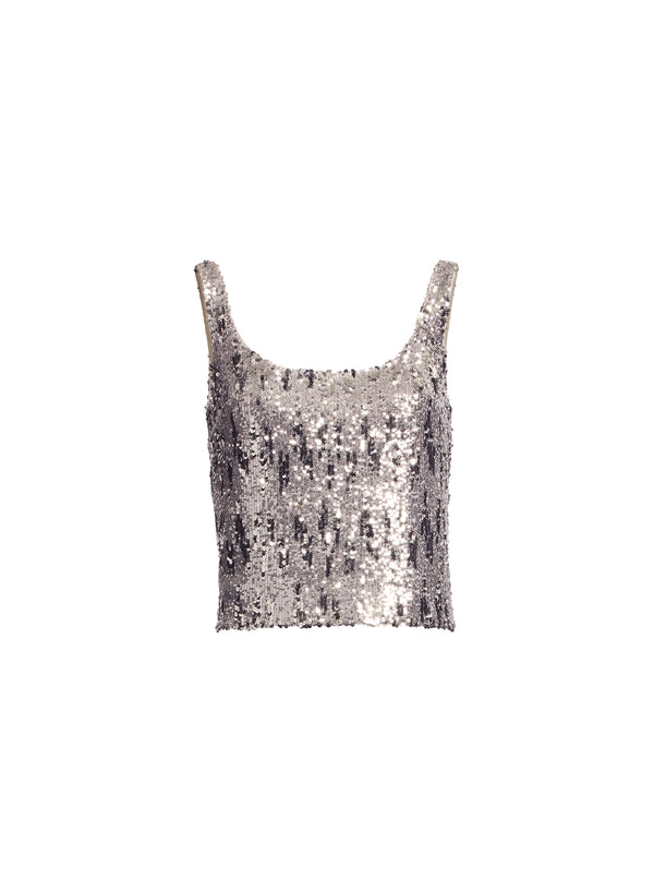 Elie Saab Sequins Top Silver