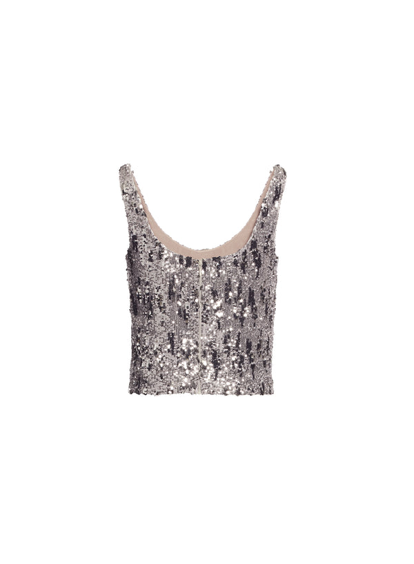 Elie Saab Sequins Top Silver