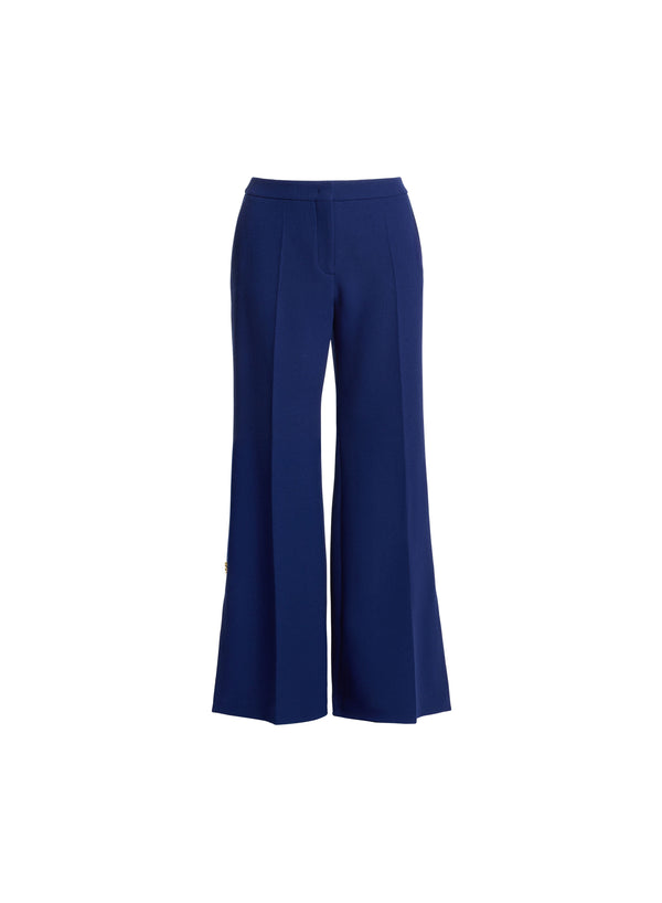 Elie Saab Side Slit Flared Pants Empire Blue