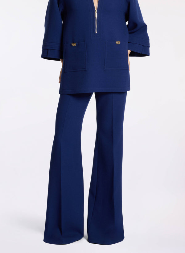 elie saab Side slit flared pants Empire Blue