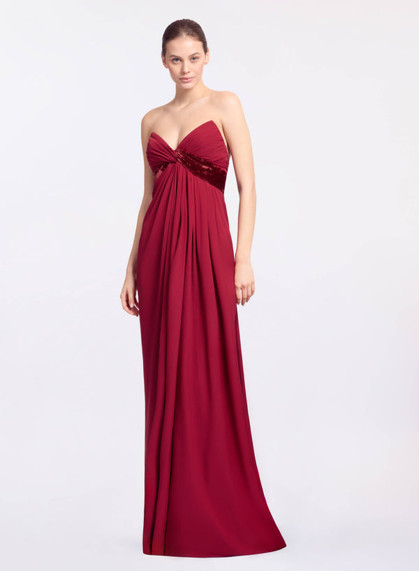 elie saab Silk and velvet long dress Luscious Red