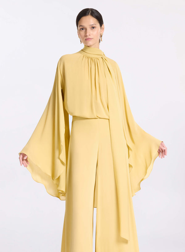 Elie Saab Silk Blouse Sand Gold