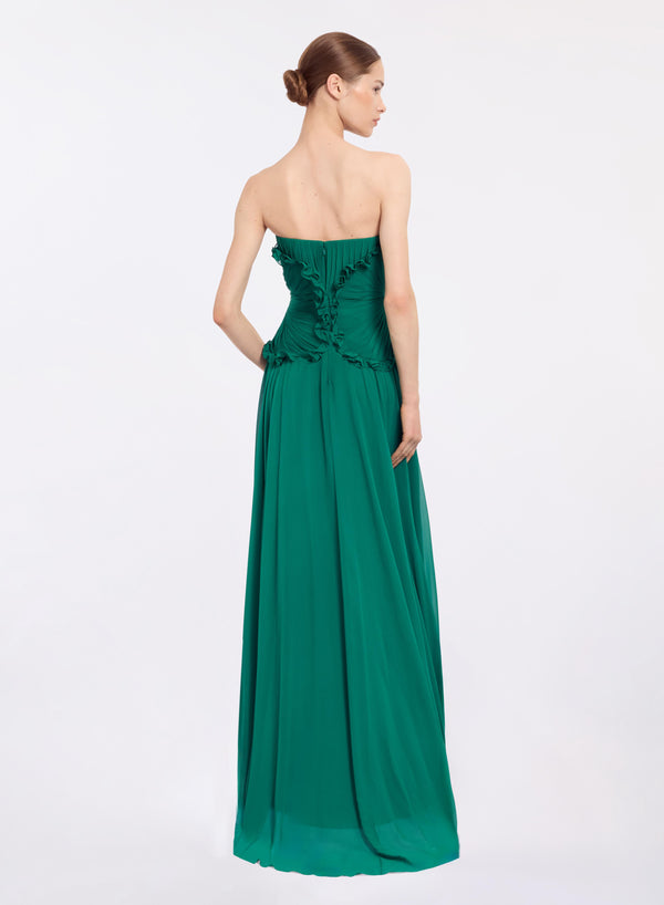 Elie Saab Silk Long Dress Absinthe Green