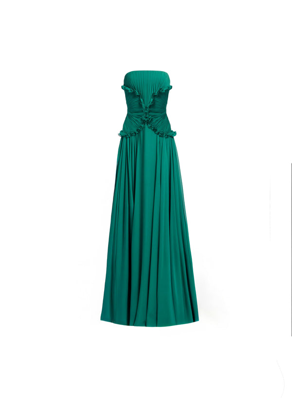 Elie Saab Silk Long Dress Absinthe Green