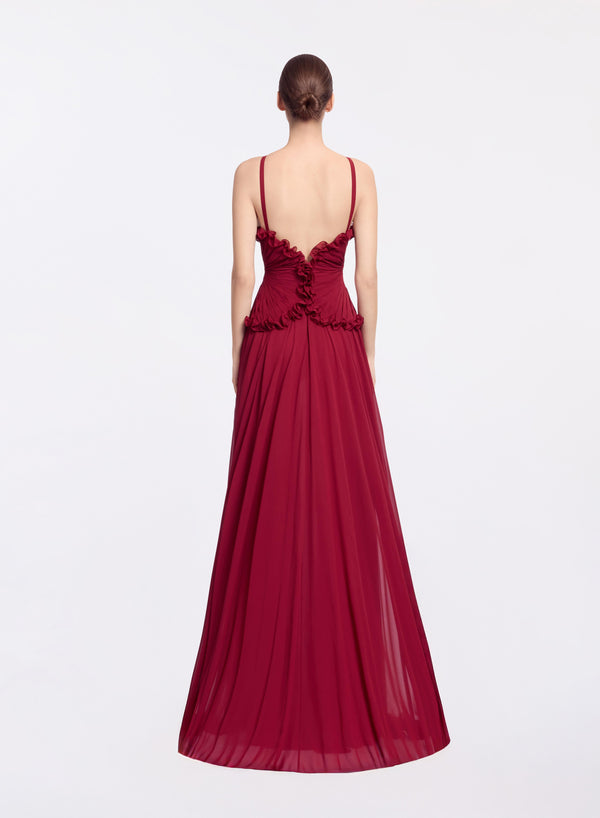 Elie Saab Silk Long Dress Luscious Red