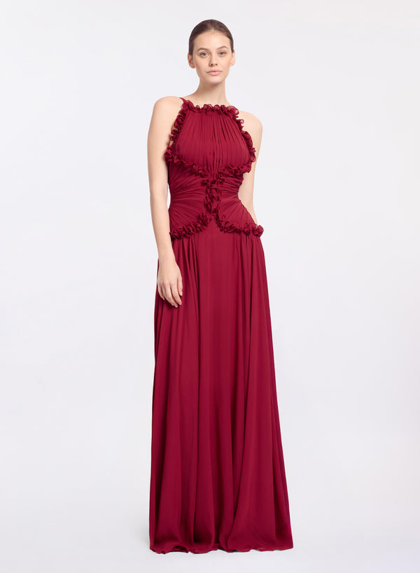 elie saab Silk long dress Luscious Red