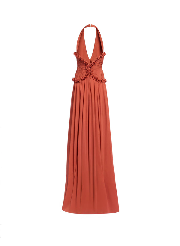Elie Saab Silk Long Dress Marchesa Orange