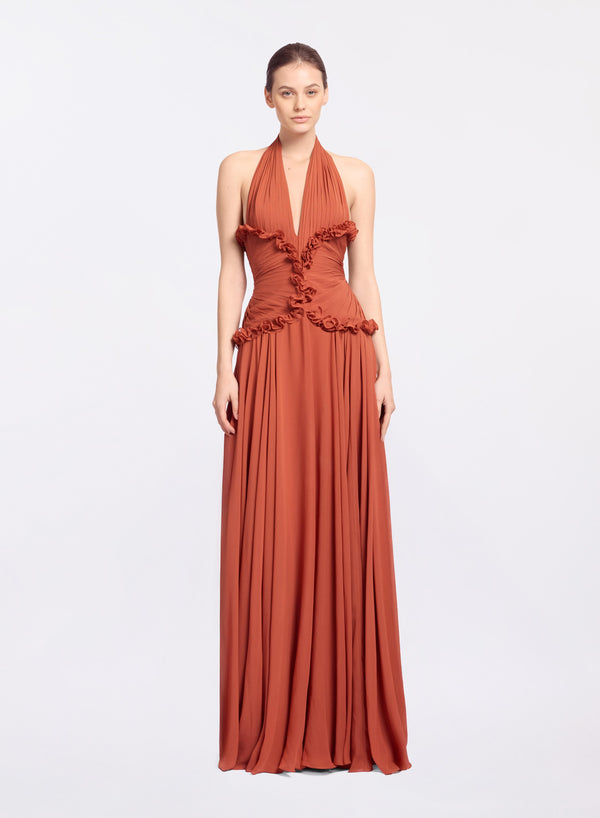 elie saab Silk long dress Marchesa Orange
