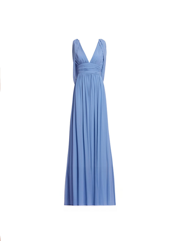 Elie Saab Silk Long Dress Orient Blue