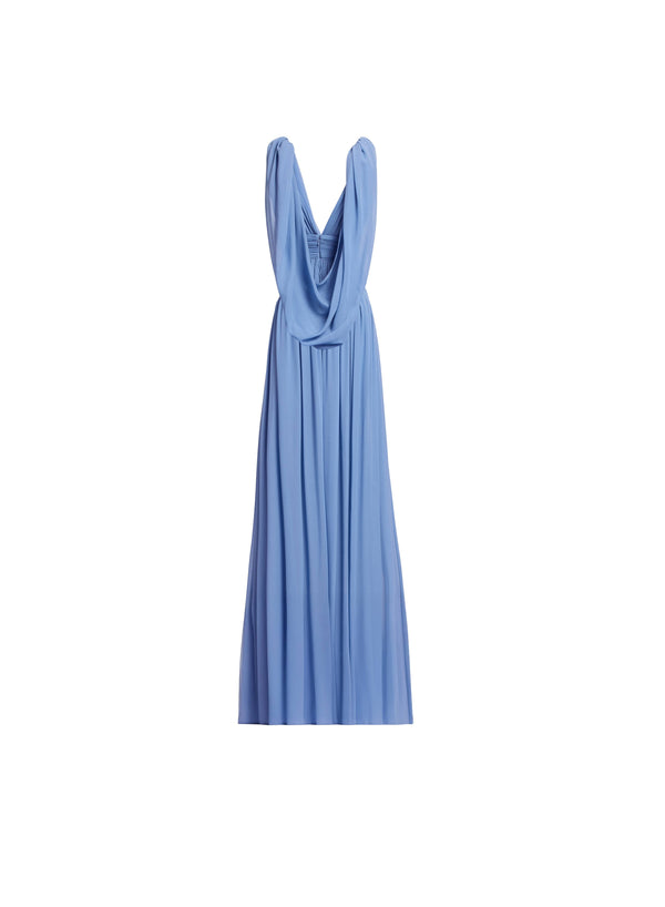 Elie Saab Silk Long Dress Orient Blue