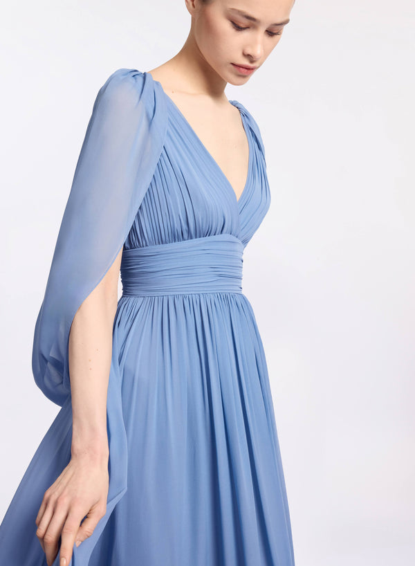 Elie Saab Silk Long Dress Orient Blue