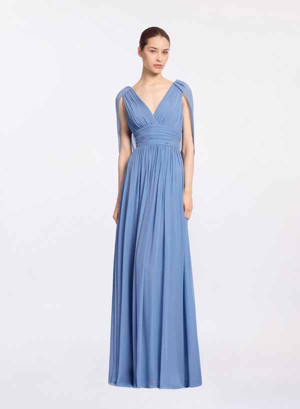 elie saab Silk long dress Orient Blue