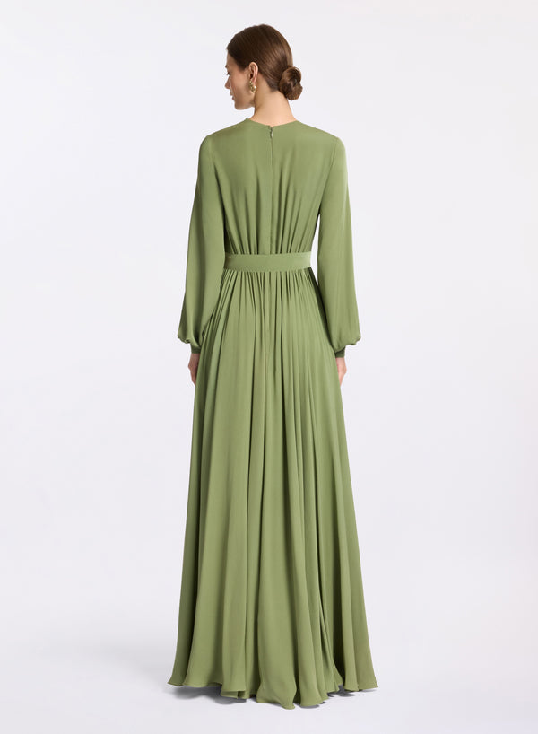 Elie Saab Silk Long Dress Savannah Green