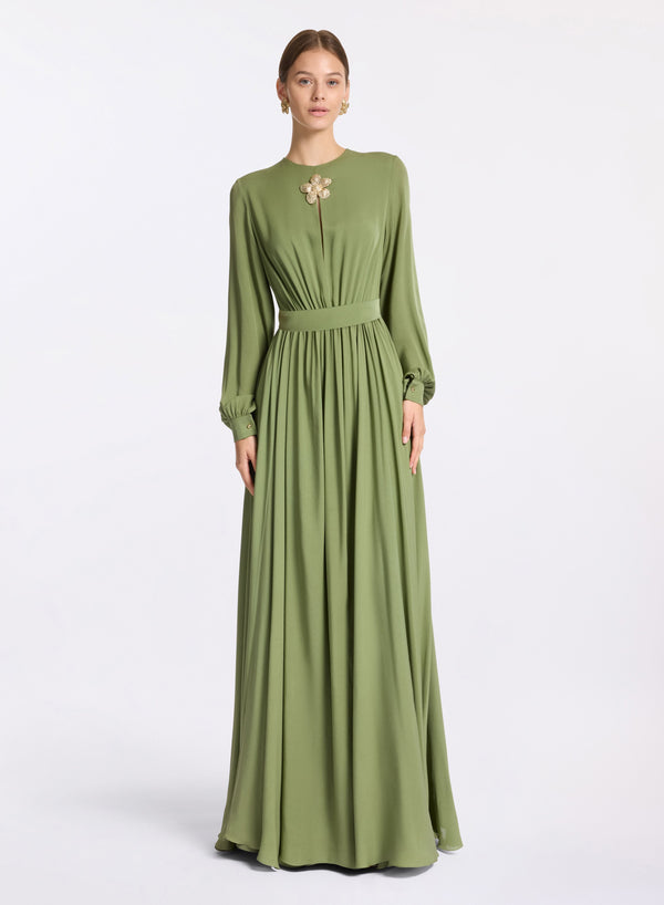elie saab Silk long dress Savannah Green