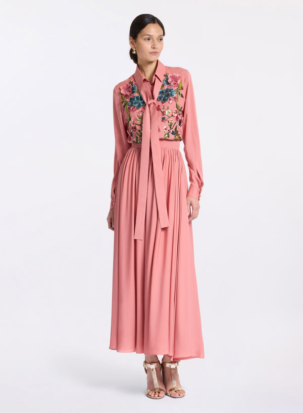 elie saab Silk long skirt Garden Lily