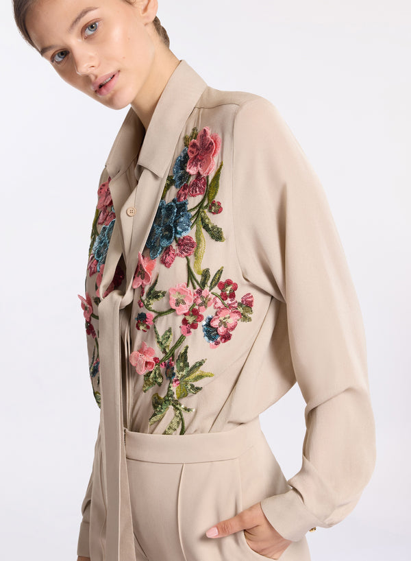 Elie Saab Silk Shirt Elephant Grey