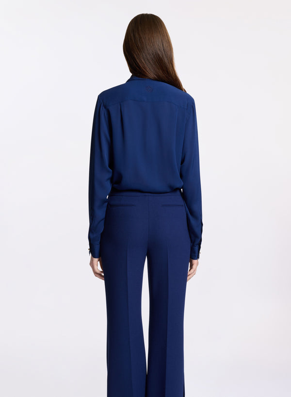 Elie Saab Silk Shirt Empire Blue
