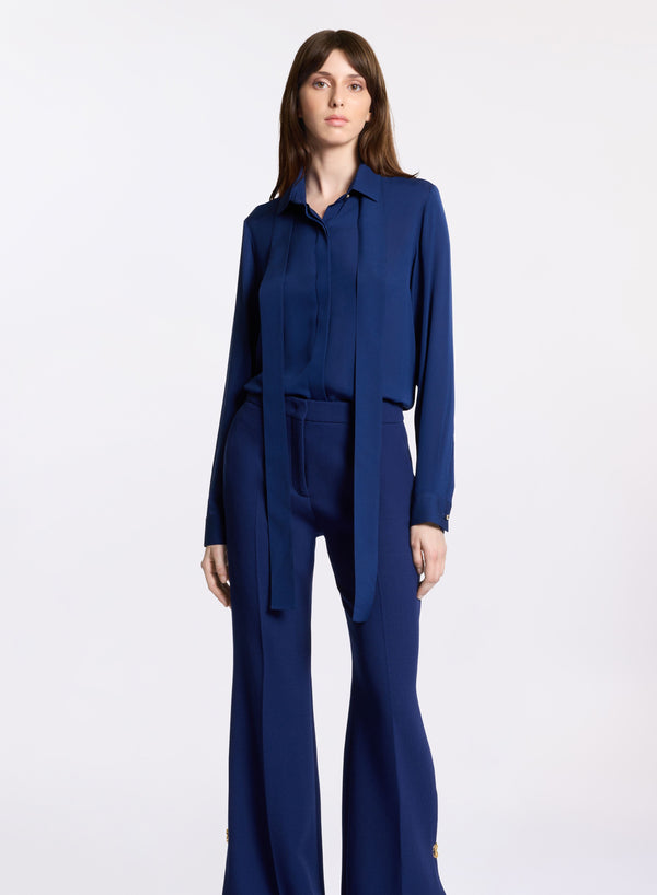 Elie Saab Silk Shirt Empire Blue